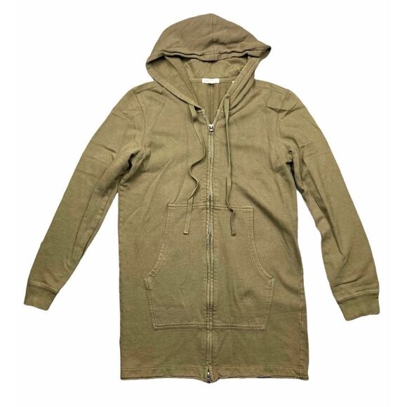 Vince olive green long line zip up hoodie - Picture 1 of 4